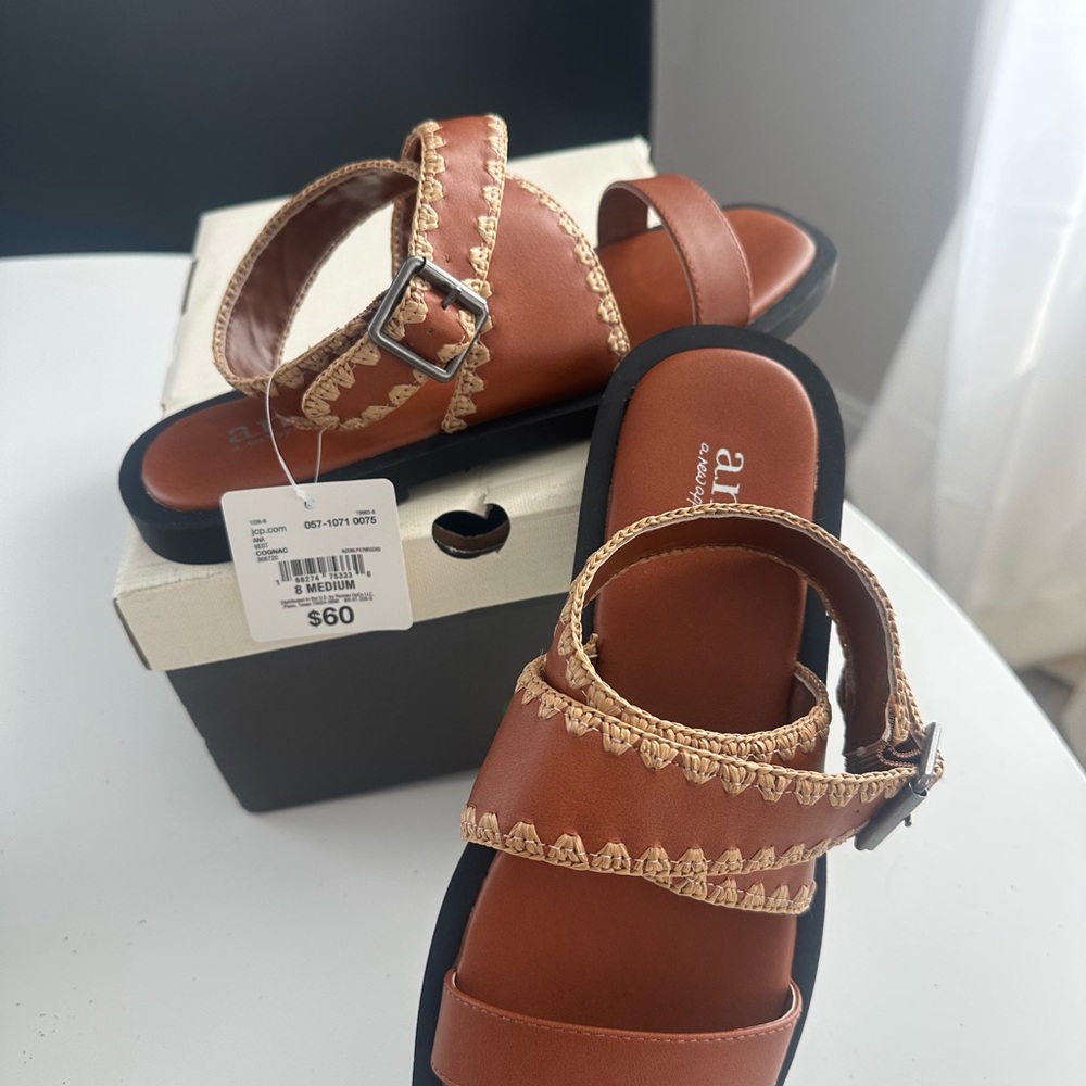 a.n.a Brown and Tan Sandals